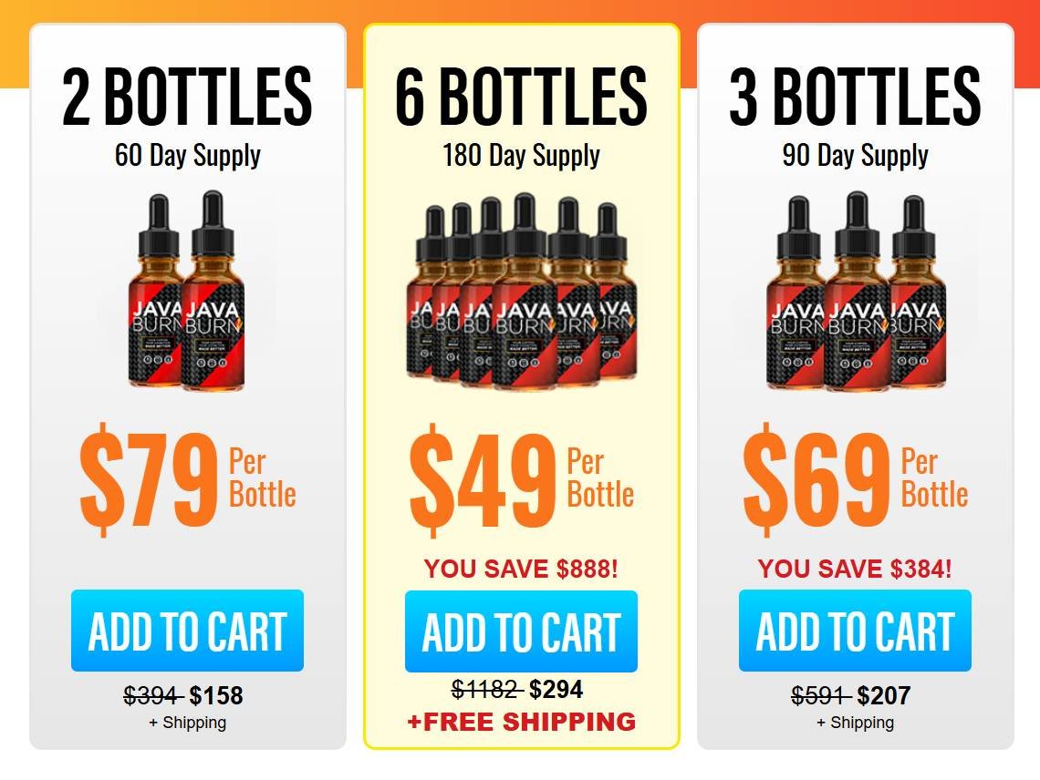Java Burn package options with pricing details and guarantee information